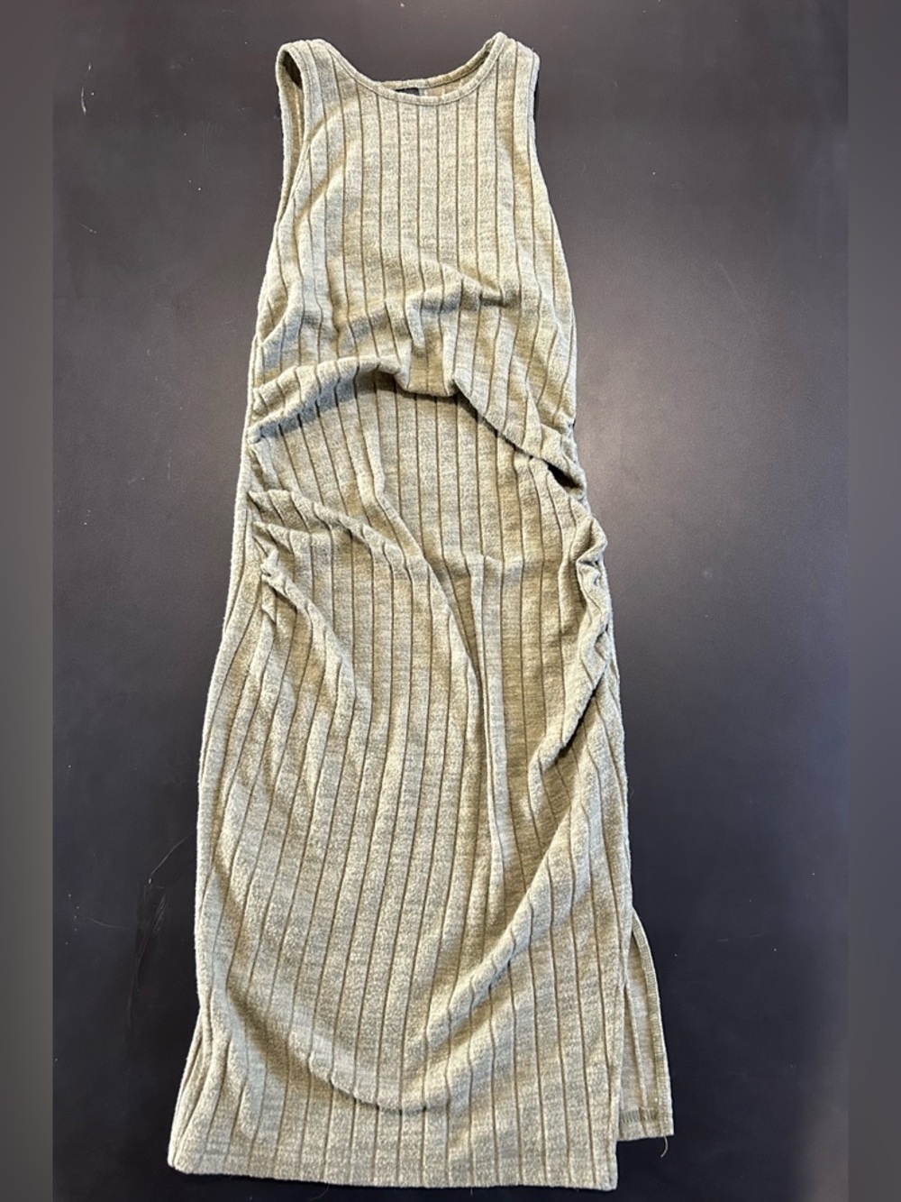 SHEIN Olive Ribbed Maxi Sleeveless Dress